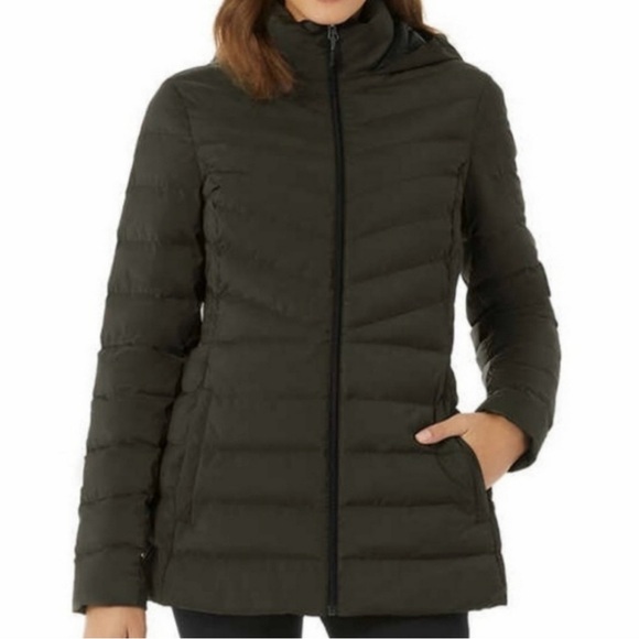 32 Degrees Sz S Women's Hooded Puffer Jacket Dark Green/Grey NWOT New Condition - Picture 2 of 10